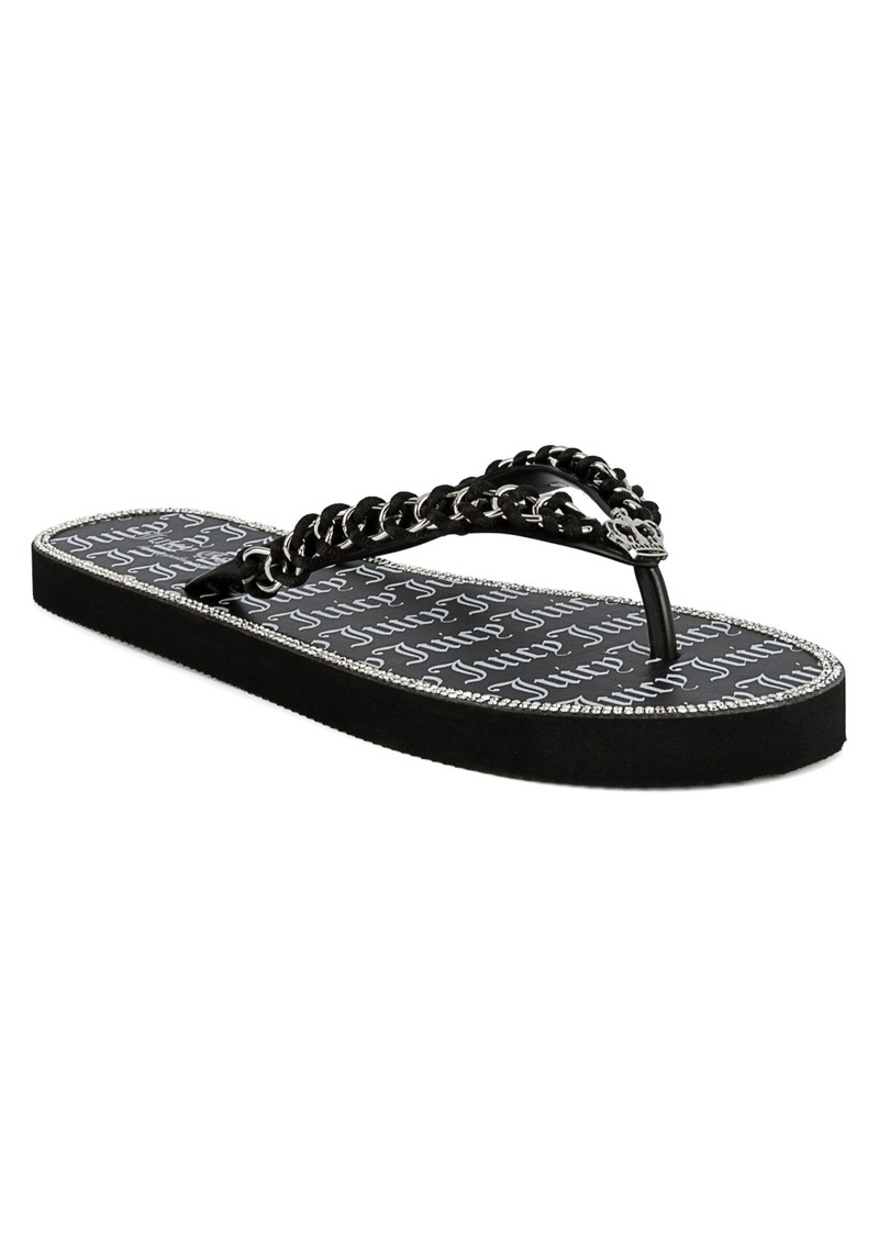 Juicy Couture Women's Spacey 2 Chain Detail Flip Flop Sandals - Black