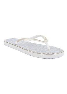 Juicy Couture Women's Surprise 2 Embellished Flip Flop - White/Silver