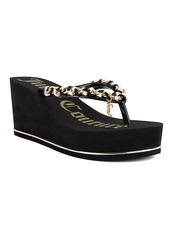 Juicy Couture Women's Ullie Chain Detail Thong Platform Wedge Sandals - Black