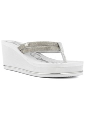 Juicy Couture Women's Unwind Rhinestone Platform Wedge Sandals - White