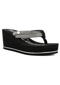 Juicy Couture Women's Unwind Rhinestone Platform Wedge Sandals - Black