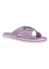 Juicy Couture Women's Yorri Slip On Sparkly Cross-Band Flat Sandals - Pink