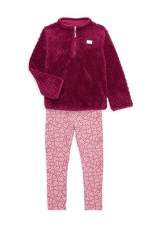 Juicy Couture Little Girl&#8217;s 2-Piece Faux Shearling Pullover & Heart Leggings Set