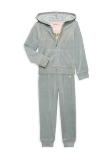 Juicy Couture Little Girl&#8217;s 3-Piece Velour Tracksuit & Tee Set