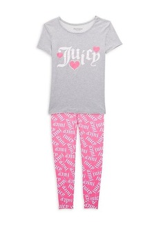 Juicy Couture Little Girl’s & Girl’s 2-Piece Logo T-Shirt & Pants Sleep Set