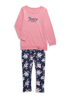 Juicy Couture Little Girl's 2-Piece Logo Top & Floral Leggings Set