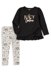 Juicy Couture Little Girl's 2 Piece Logo Top & Leggings Set