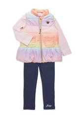 Juicy Couture Little Girl's 3 Piece Puffer Vest, Tee & Jeggings Set