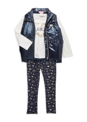 Juicy Couture Little Girl's 3 Piece Puffer Vest, Tee, & Leggings Set