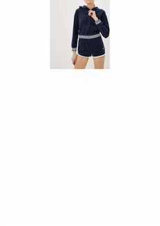 Juicy Couture Micro Terry Striped Rib Hoody Jacket In Navy Blue