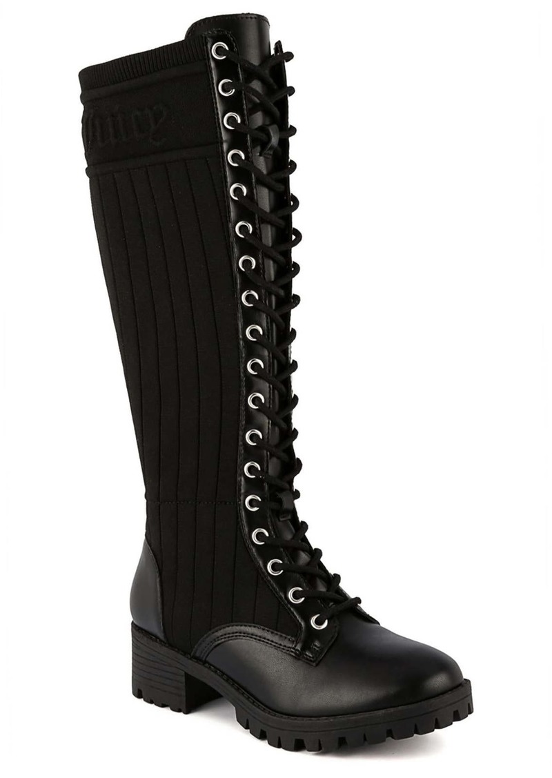 Juicy Couture Oktavia Womens Faux Leather Lace-Up Mid-Calf Boots