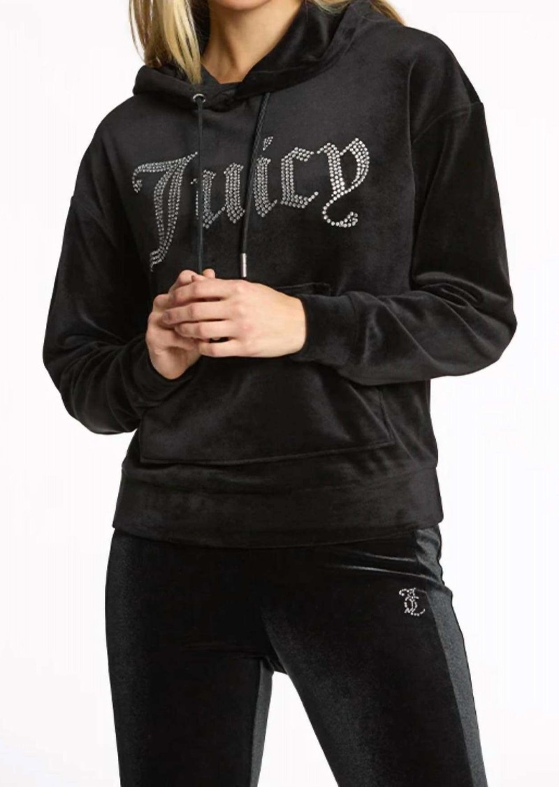 Juicy Couture Oversized Big Bling Velour Hoodie In Liquorice