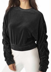Juicy Couture Shirred Sleeve Crop Top In Black