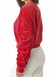 Juicy Couture Shirred Sleeve Crop Top In Coco Red