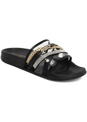 Juicy Couture STYX Womens Faux Leather Embellished Slide Sandals