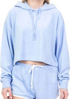 Juicy Couture Terry Cropped Long Sleeve Hoodie In Light Blue