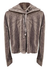 Juicy Couture Top Hat Wildstyle Cropped Velour Hoodie In Gray
