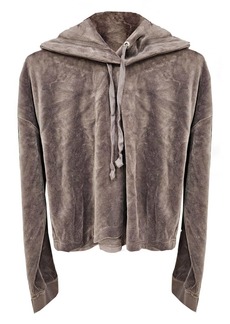 Juicy Couture Top Hat Wildstyle Cropped Velour Hoodie Pullover In Gray