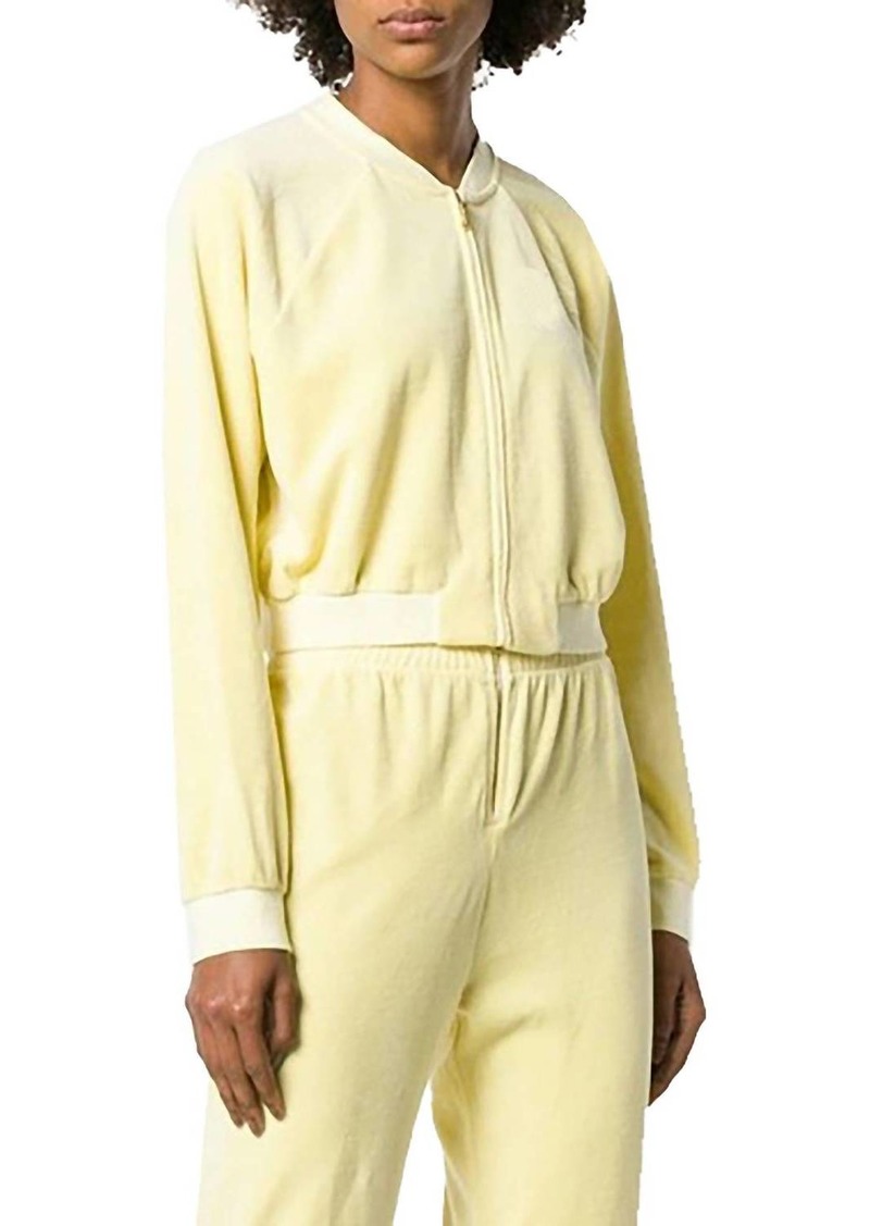 Juicy Couture Track Velour Crop Jacket In Pastel Yellow