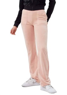 Juicy Couture Velour Del Rey Pant In Silver Pink