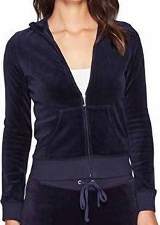 Juicy Couture Velour Fairfax Fitted Jacket In Navy Blue