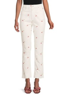 Juicy Couture Venice High Rise Cherry Embroidered Ankle Jeans