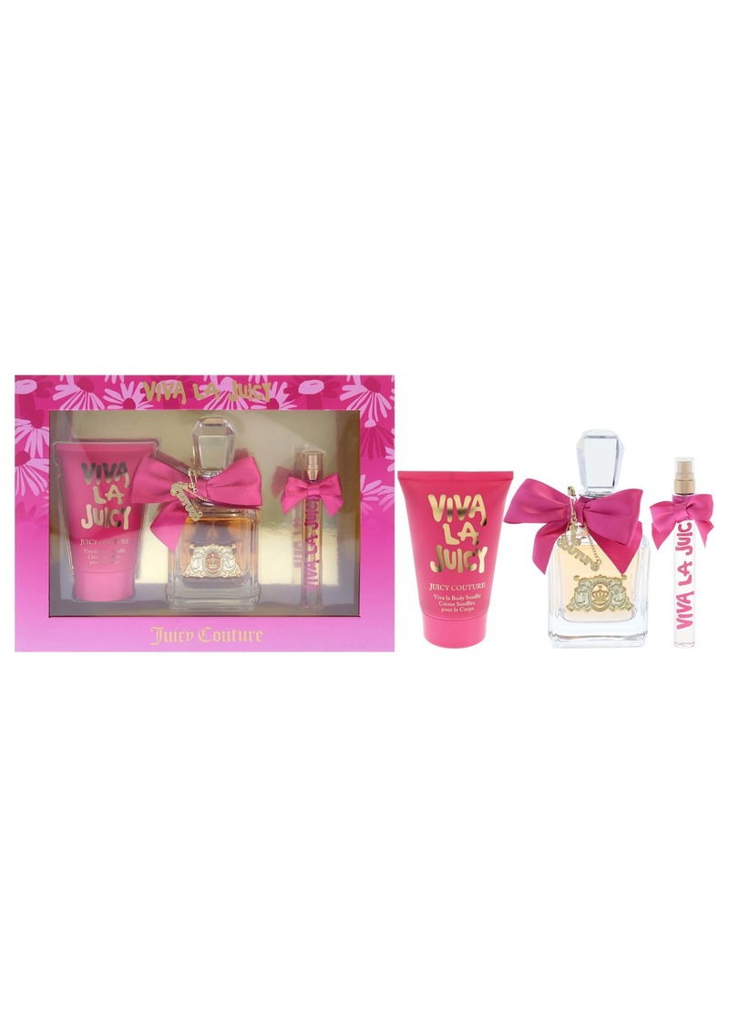 Viva La Juicy by Juicy Couture for Women - 3 Pc Gift Set 3.4oz EDP Spray, 0.33oz EDP Spray, 4.2oz Body Souffle