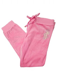 Juicy Couture Women's Brooch Velour Slim Track Pants In Pink