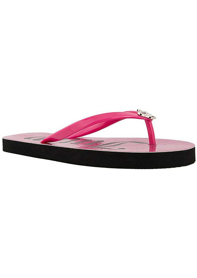 Juicy Couture Womens Embellished Logo Flip-Flops