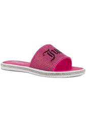 Juicy Couture Womens Faux Leather Rhinestones Slide Sandals