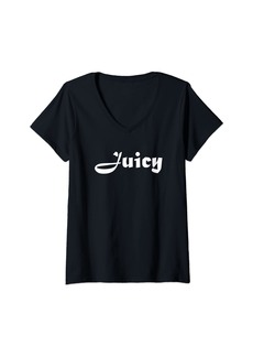 Juicy Couture Womens Juicy Curvy Thic Plump BBW Brat Bratty Women V-Neck T-Shirt