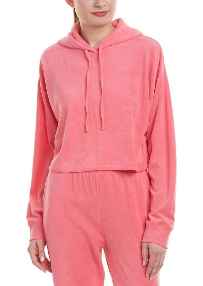 Juicy Couture Women's Lotus Flower Micro Terry Hooded Pullover In Pink