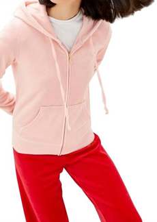 Juicy Couture Women's Morning Track Velour Robertson Jacket Hoodie In Blush