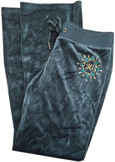 Juicy Couture Women's Pine Traditional Bling Track Velour Pants In Pine Green