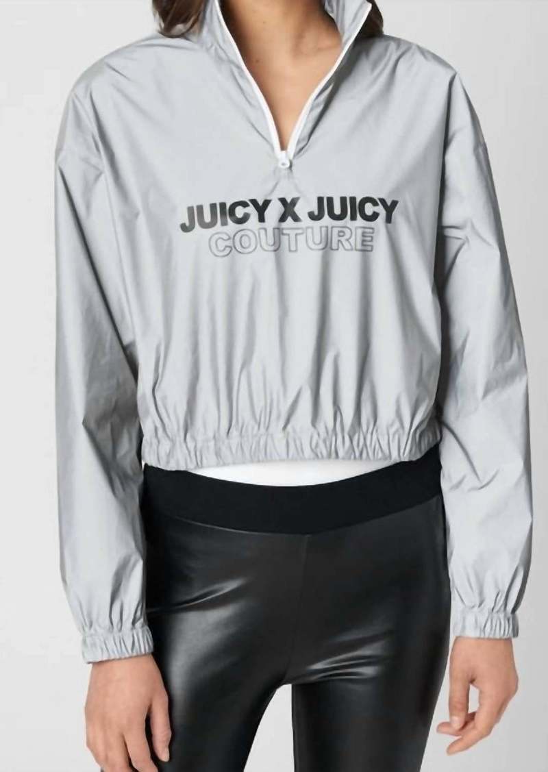 Juicy Couture Women's Reflective Half Zip Up Jacket In Silver