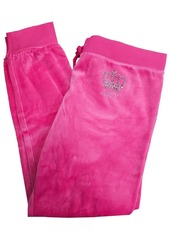 Juicy Couture Women's Studded Crown Logo Track Velour Zuma Pant In Magenta