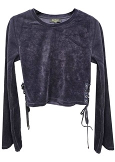 Juicy Couture Women's Track Velour Bell Sleeve With Lacing Top In Blue