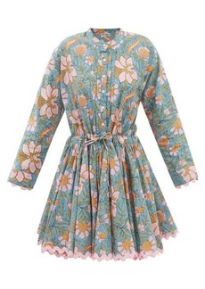 Juliet Dunn - Floral-print Cotton-voile Mini Dress - Womens - Blue Multi