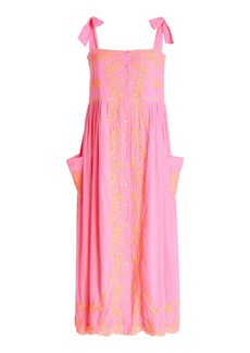 Juliet Dunn - Women's Embroidered Cotton Midi Dress - Pink - 0 - Moda Operandi