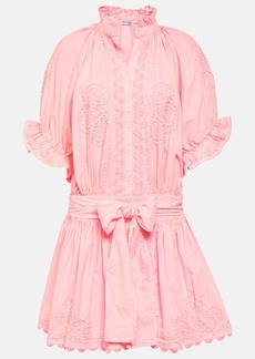 Juliet Dunn Embroidered cotton poplin shirt dress