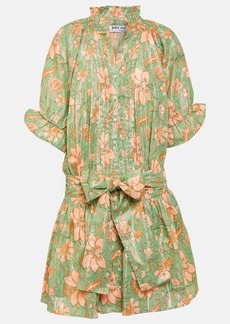 Juliet Dunn Floral cotton-blend lamé minidress