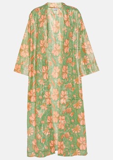 Juliet Dunn Floral cotton lamé kimono