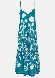 Juliet Dunn Floral scalloped cotton maxi dress