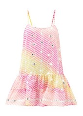 Juliet Dunn Mirror-work rainbow-striped gauze mini dress