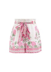 Juliet Dunn Paperbag-waist floral-print cotton shorts
