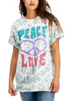 Junk Food Juniors Peace Love Womens Cotton Tie-Dye T-Shirt