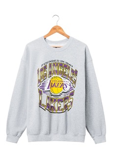 Junk Food Clothing Unisex Lakers Chrome Lines Crew Fleece Sweatshirt