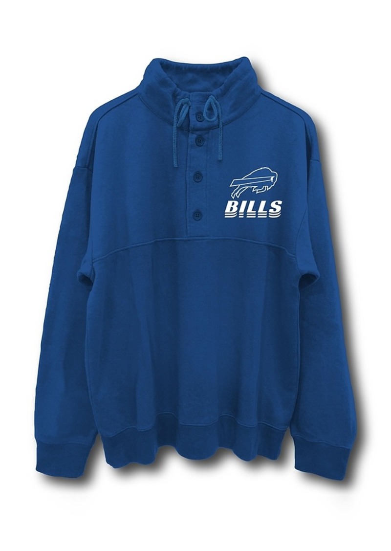 Junk Food Clothing Unisex Nfl Buffalo Bills Mock 1/4 Button Up Sweatshirt