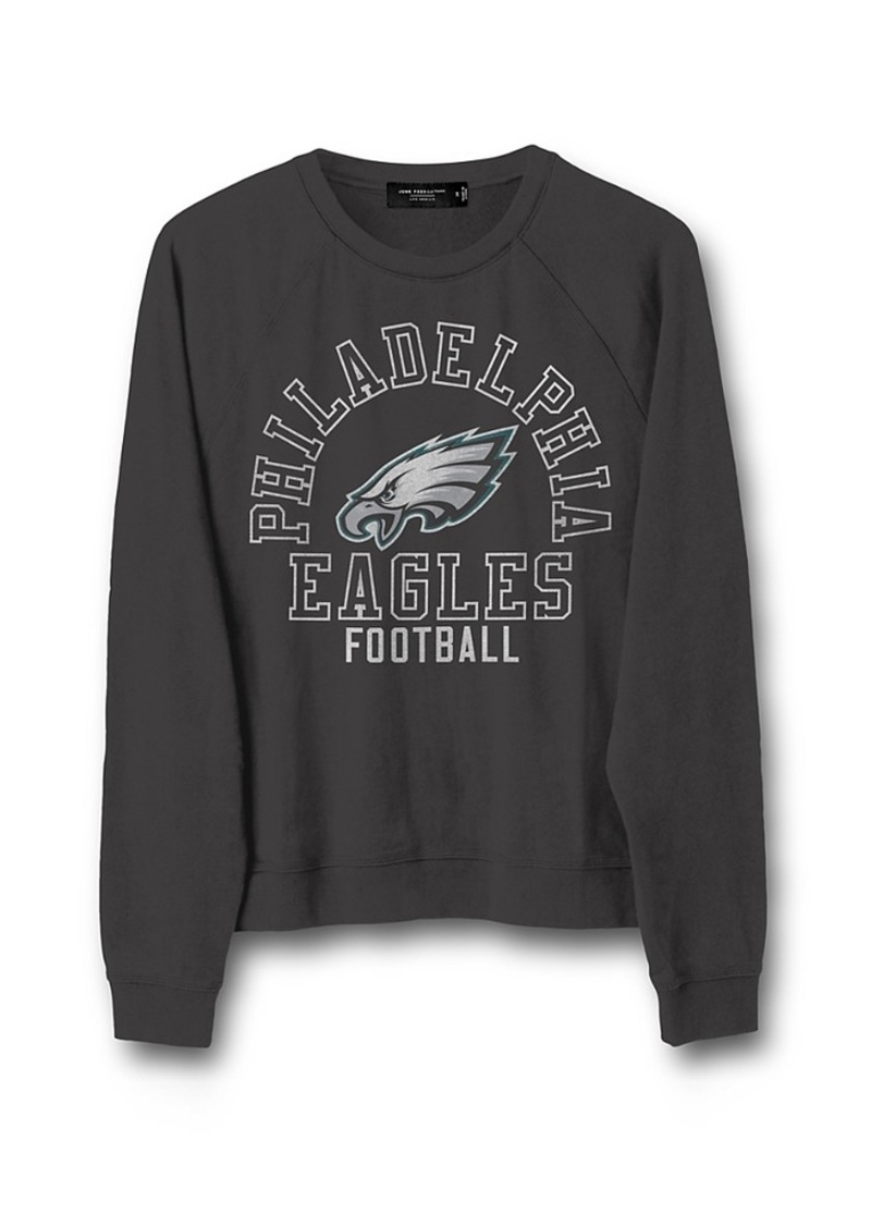 Junk Food Clothing Women's Nfl Philadelphia Eagles Flocked Raglan Crew Fleece