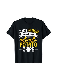 Junk Food Just A Boy Who Loves Potato Chips Men Funny Snack Food T-Shirt